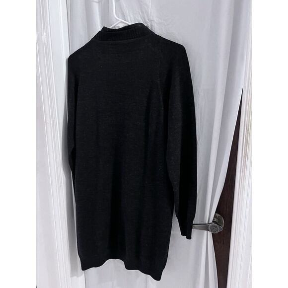 D. Exterior Made In Italy Black Wool Faux Leather Trim Snap Front Cardigan M - Picture 8 of 9